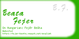 beata fejer business card
